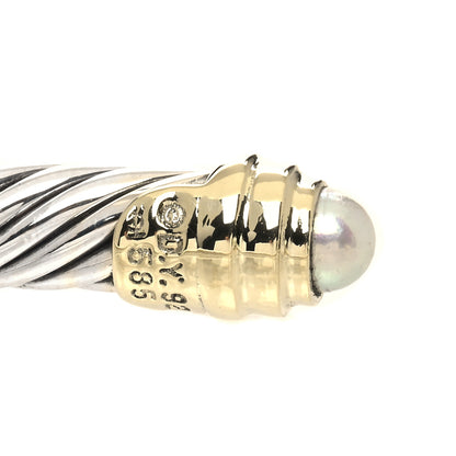 David Yurman Sterling Silver 14K Yellow Gold Pearl 5mm Cable Classics Petite Color Bracelet 3 of 3