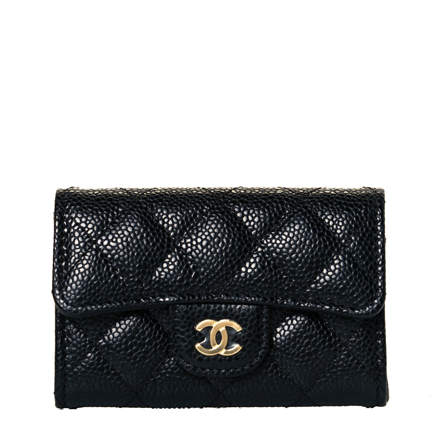 Chanel Caviar Quilted Flap Card Holder Wallet Black 2 of 16