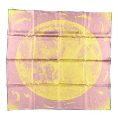 Hermes Silk Double Face Clair De Lune Scarf 90 Vieux Rose Jaune 1 of 5