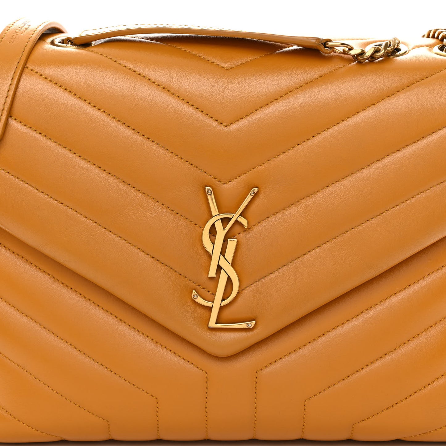 Calfskin Y Quilted Monogram Medium Loulou Chain Satchel Cheddar