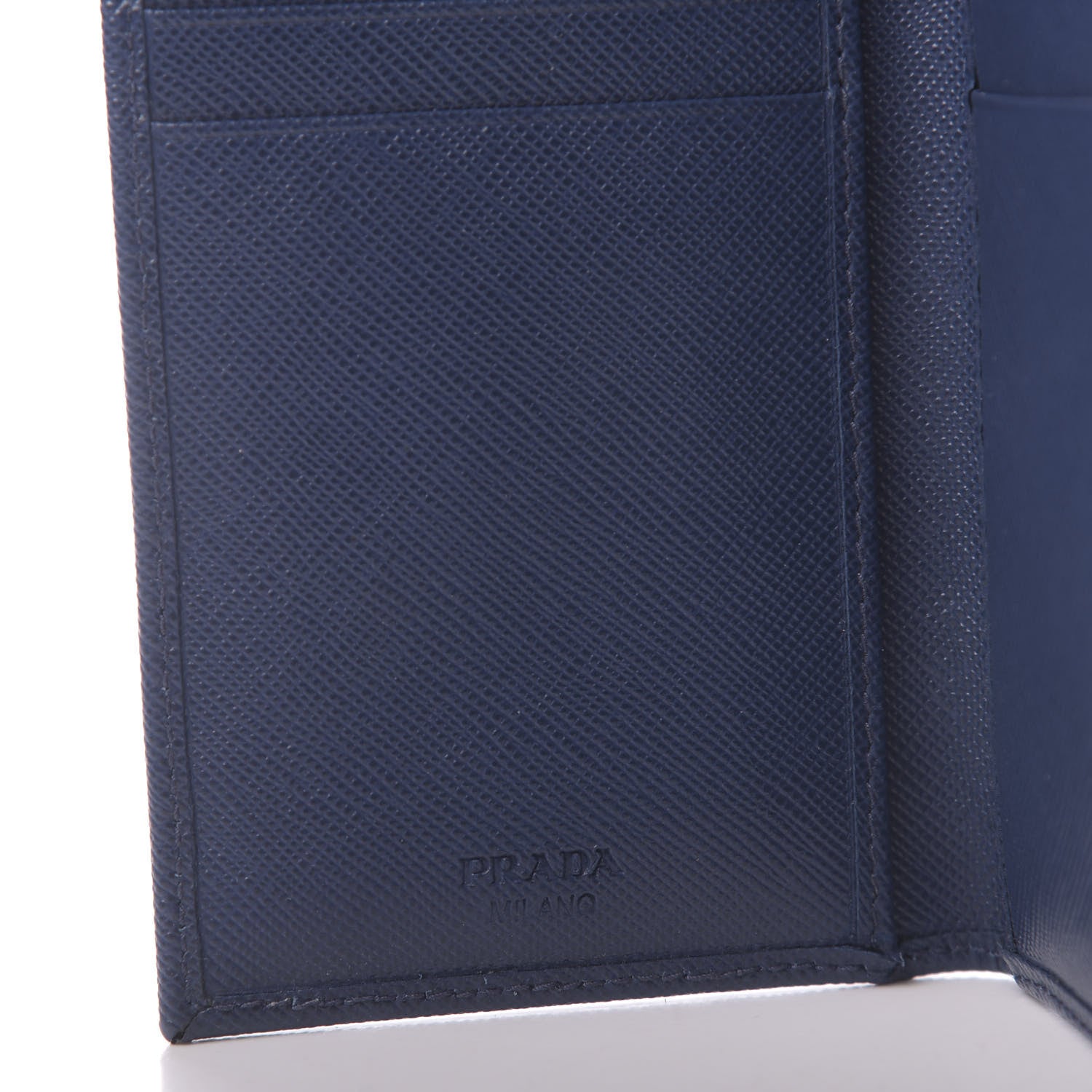 Prada Saffiano Bi-Fold Card Holder Baltico Bleuette 6 of 9