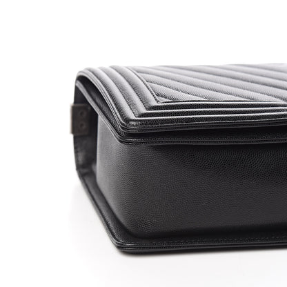 Chanel Caviar Chevron Quilted New Medium Boy Flap Black 8 of 10