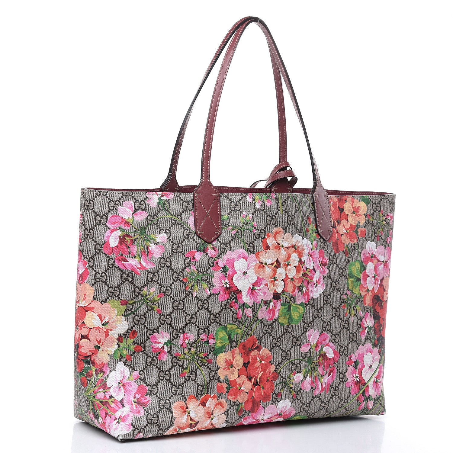 Gucci GG Supreme Monogram Blooms Medium Reversible Tote Beige Multicolor Dry Rose 4 of 16