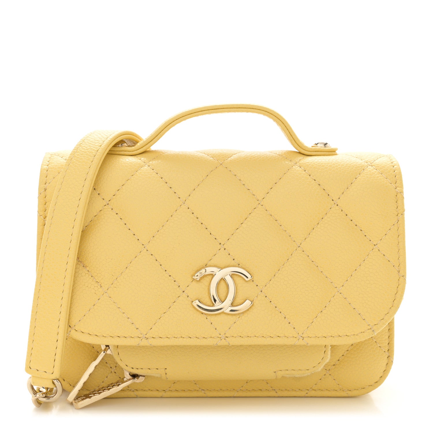 Chanel Caviar Quilted Business Affinity Clutch With Chain Flap Yellow 1 of 13