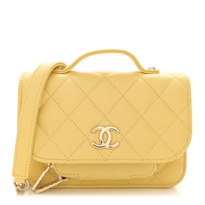 Chanel Caviar Quilted Business Affinity Clutch With Chain Flap Yellow 1 of 13