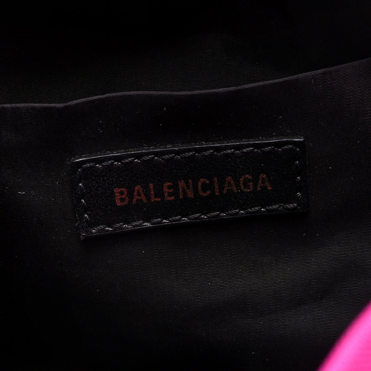 Recycled Sport Nylon Logo Embroidered Small Wheel Drawstring Bucket Bag Fluo Pink Black