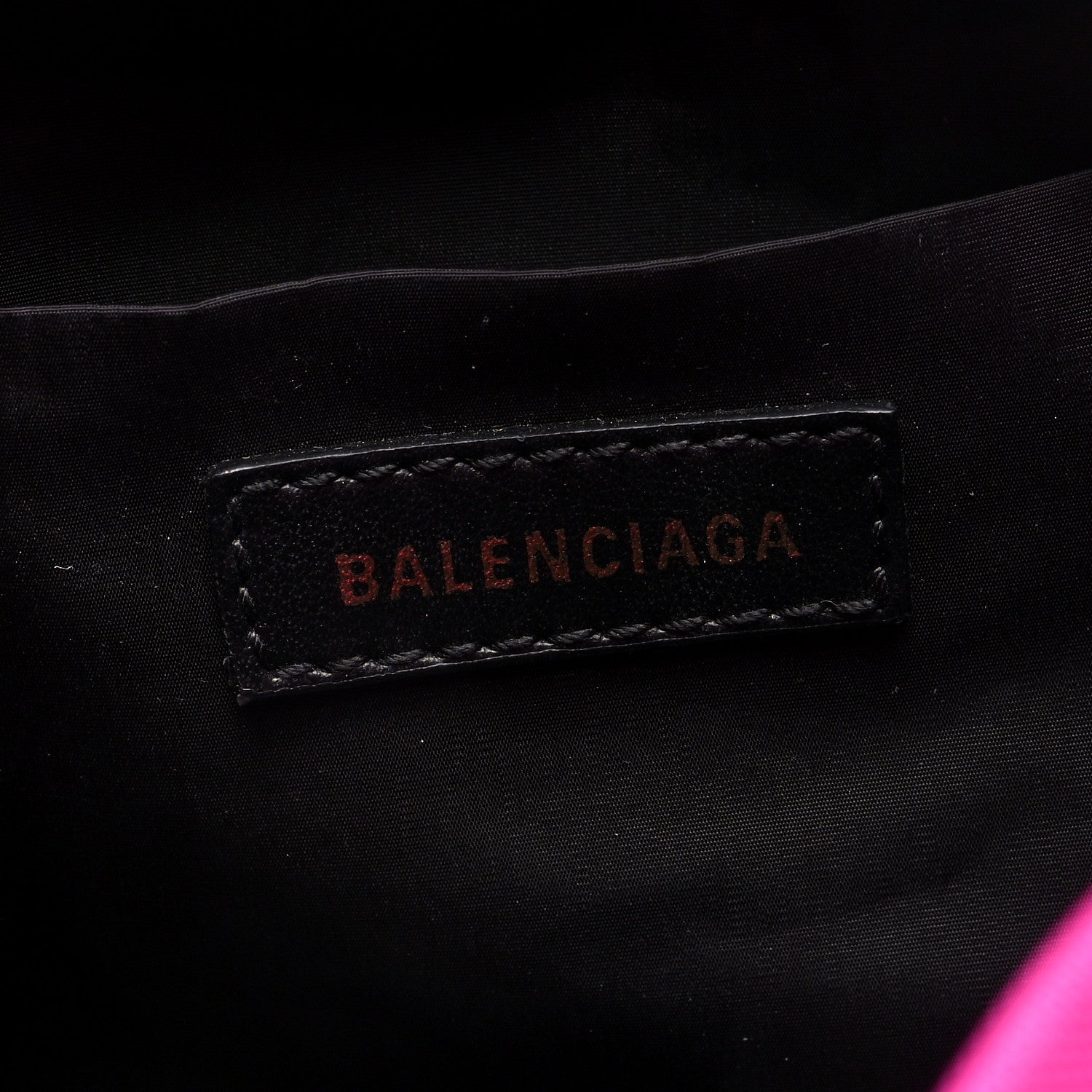 Balenciaga Recycled Sport Nylon Logo Embroidered Small Wheel Drawstring Bucket Bag Fluo Pink Black 7 of 10