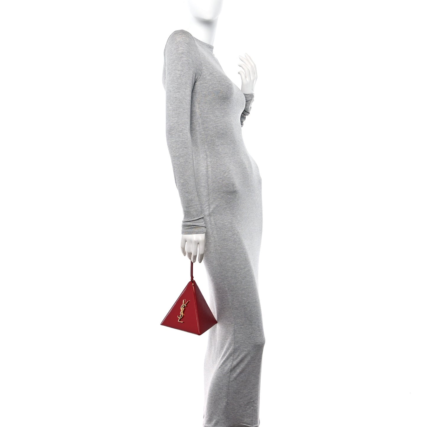 Patent Pyramid Clutch Rouge