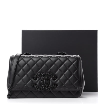 Chanel Calfskin Quilted Medium CC Filigree Flap Black 11 of 11