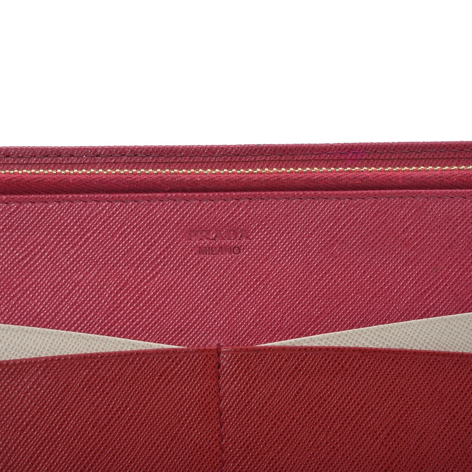 Prada Saffiano Metal Double Snap Travel Wallet Ibisco 6 of 10