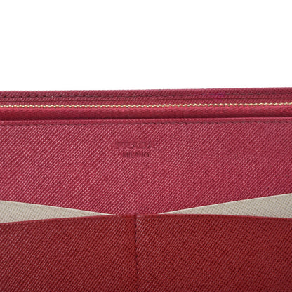 Prada Saffiano Metal Double Snap Travel Wallet Ibisco 6 of 10