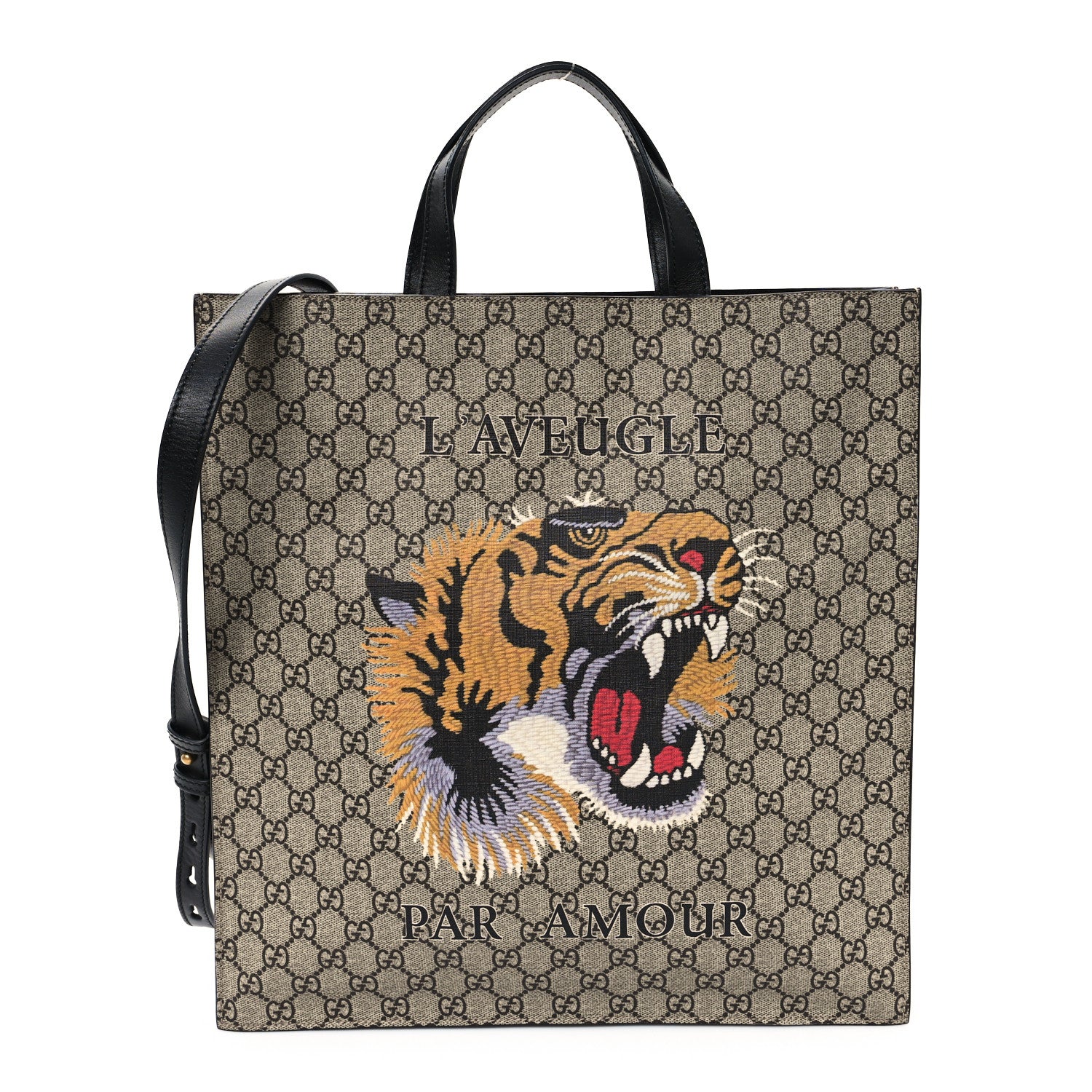 Gucci GG Supreme Monogram L'Aveugle Par Amour Print Vertical Tote Black 1 of 10