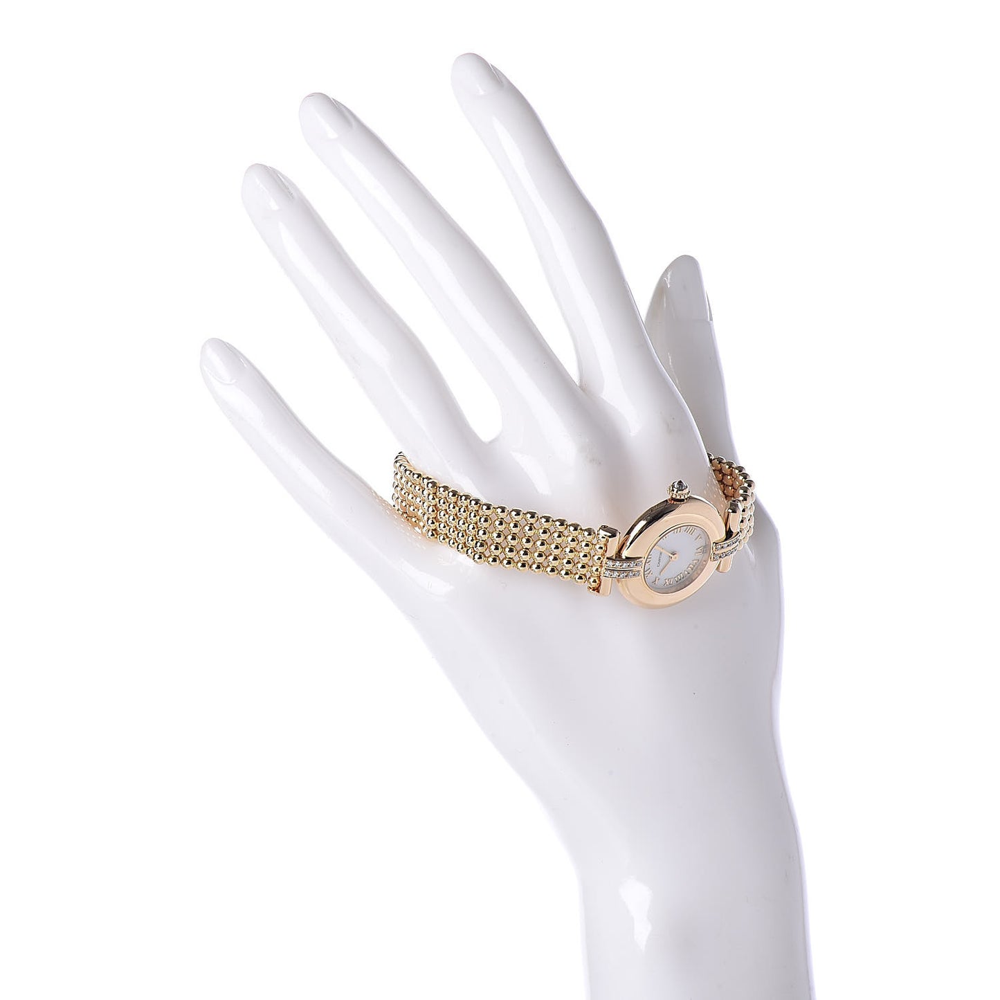 18K Yellow Gold Diamond Mother of Pearl 24mm Must de Colisee Quartz Watch