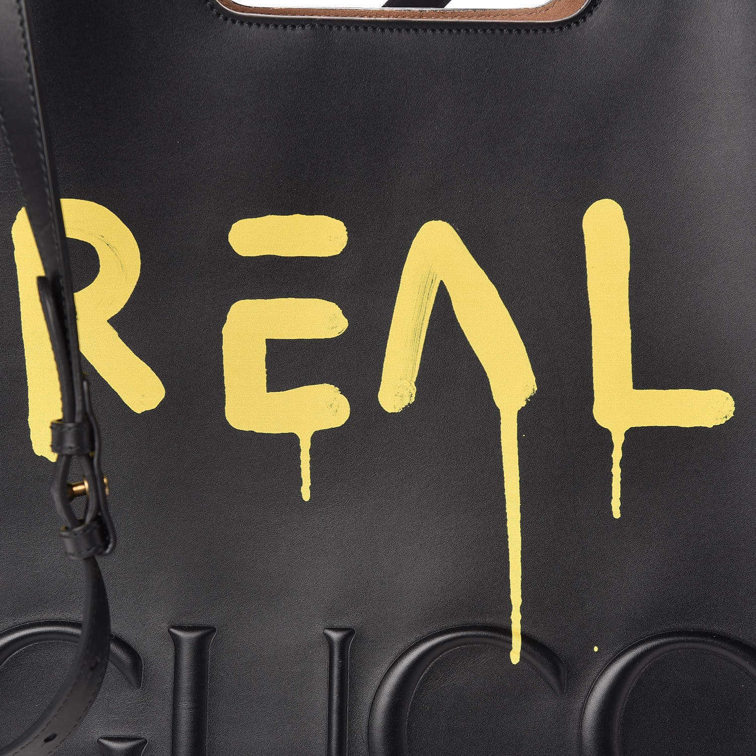 Gucci Calfskin GucciGhost Real Medium XL Tote Black Yellow 10 of 10