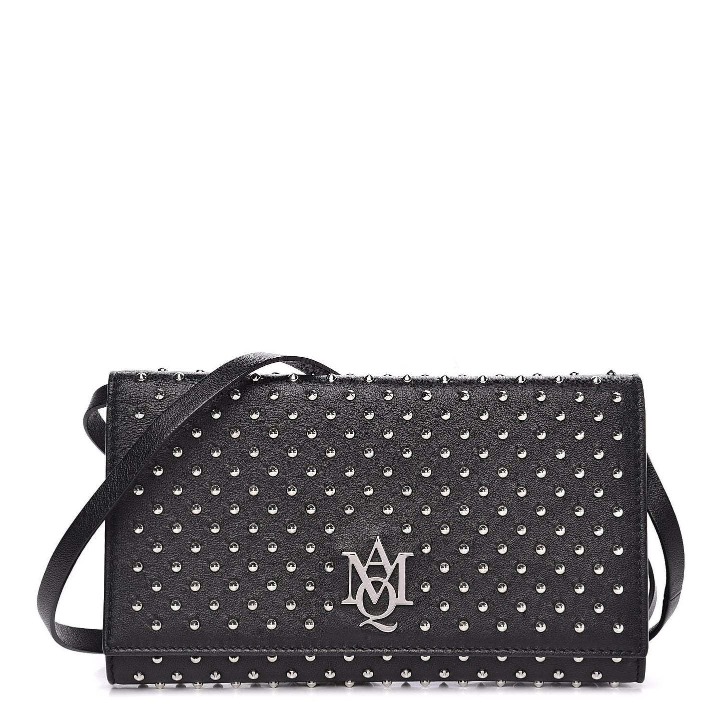 Calfskin Studded Insignia Pouch Black