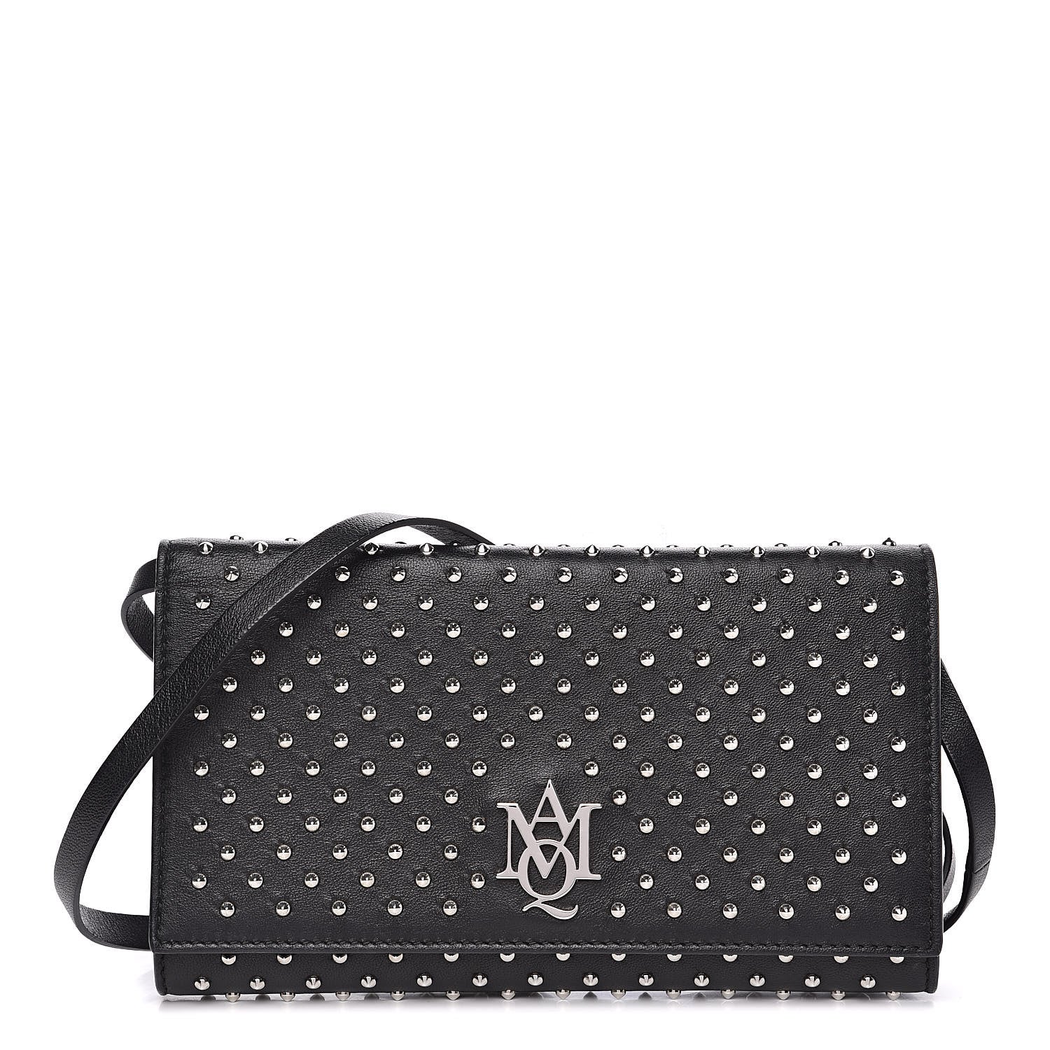 Alexander McQueen Calfskin Studded Insignia Pouch Black 1 of 13