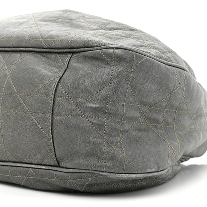 Christian Dior Metallic Lambskin Cannage Drawstring Bag Grey 8 of 21