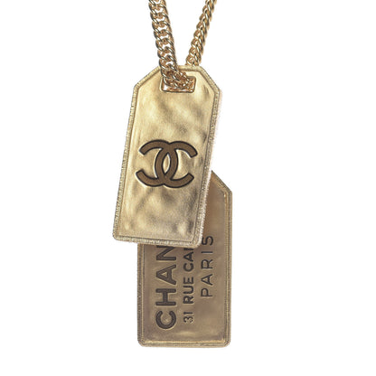 Chanel ID Dog Tag Charm Necklace Gold 6 of 7
