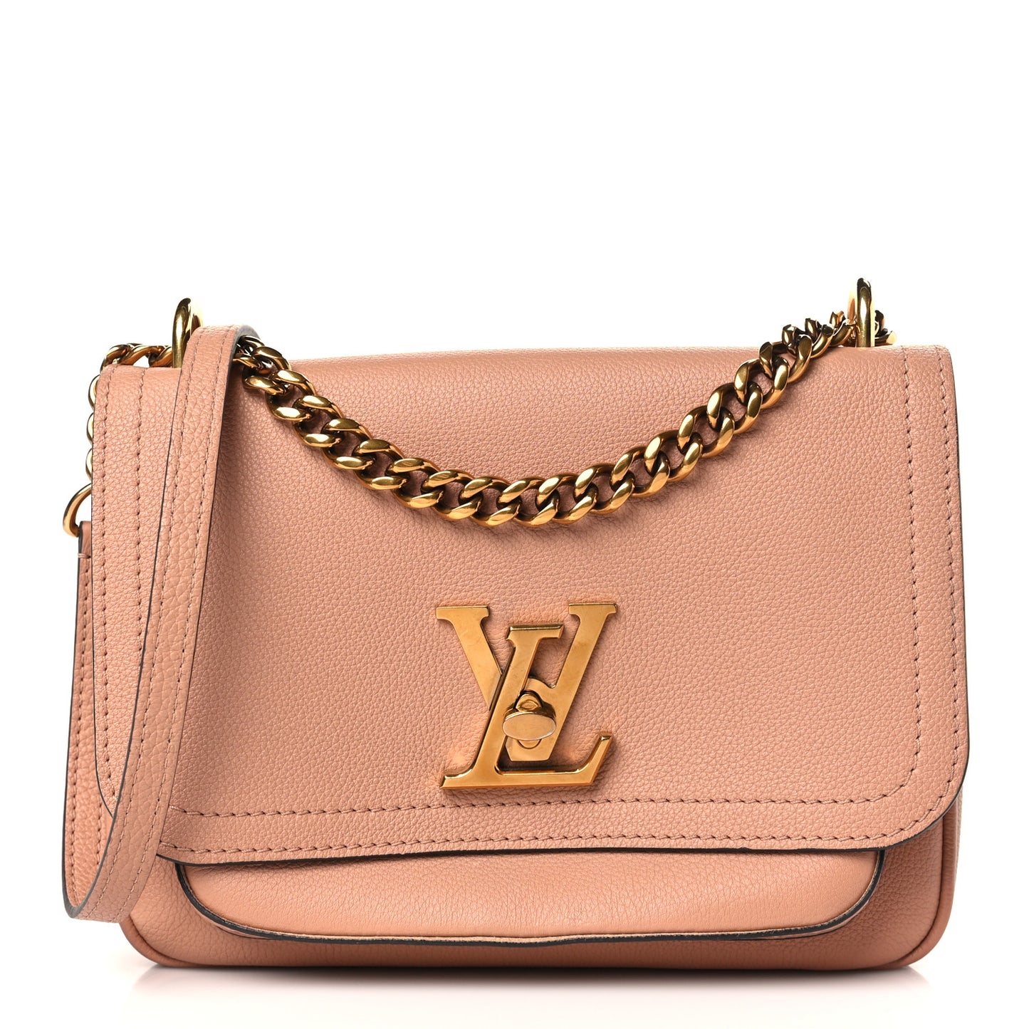 Grained Calfskin Lockme Chain Bag PM Rose Silk