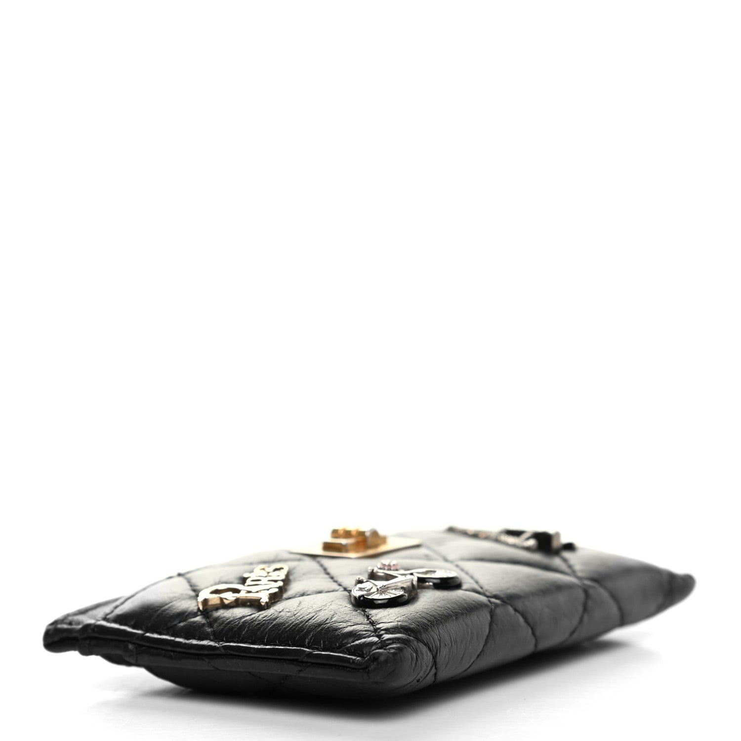 Chanel Aged Calfskin Quilted Lucky Charms Reissue Card Holder Black 4 of 7