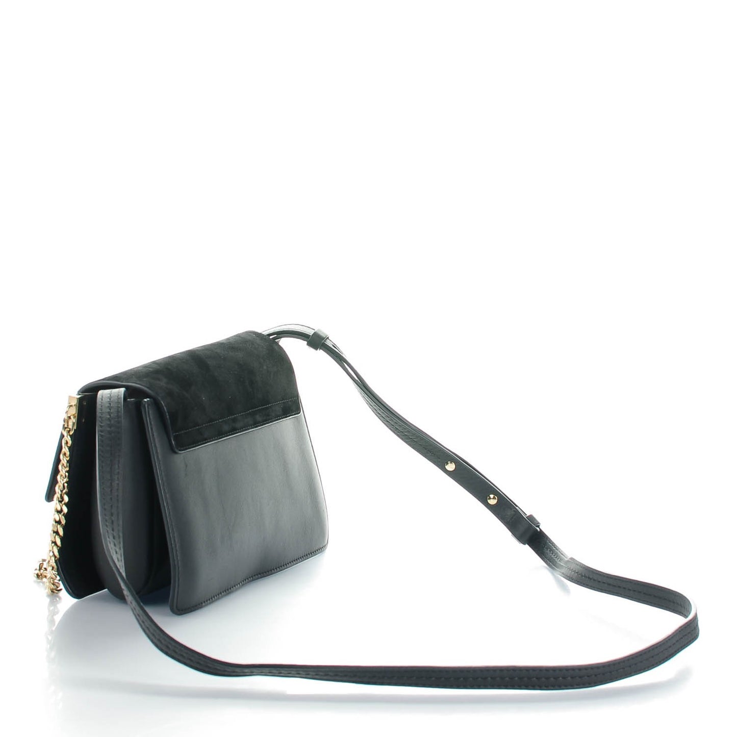 Suede Calfskin Small Faye Shoulder Bag Black
