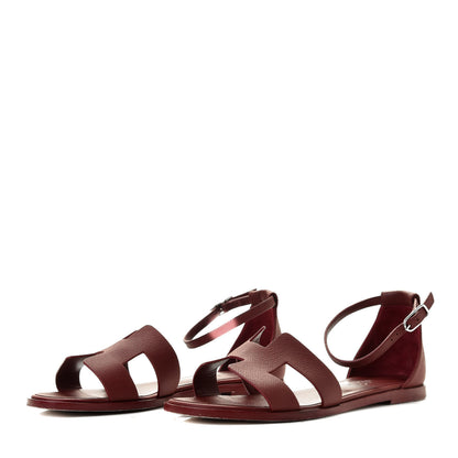 Hermes Epsom Santorini Sandals 36.5 Rouge H 4 of 17