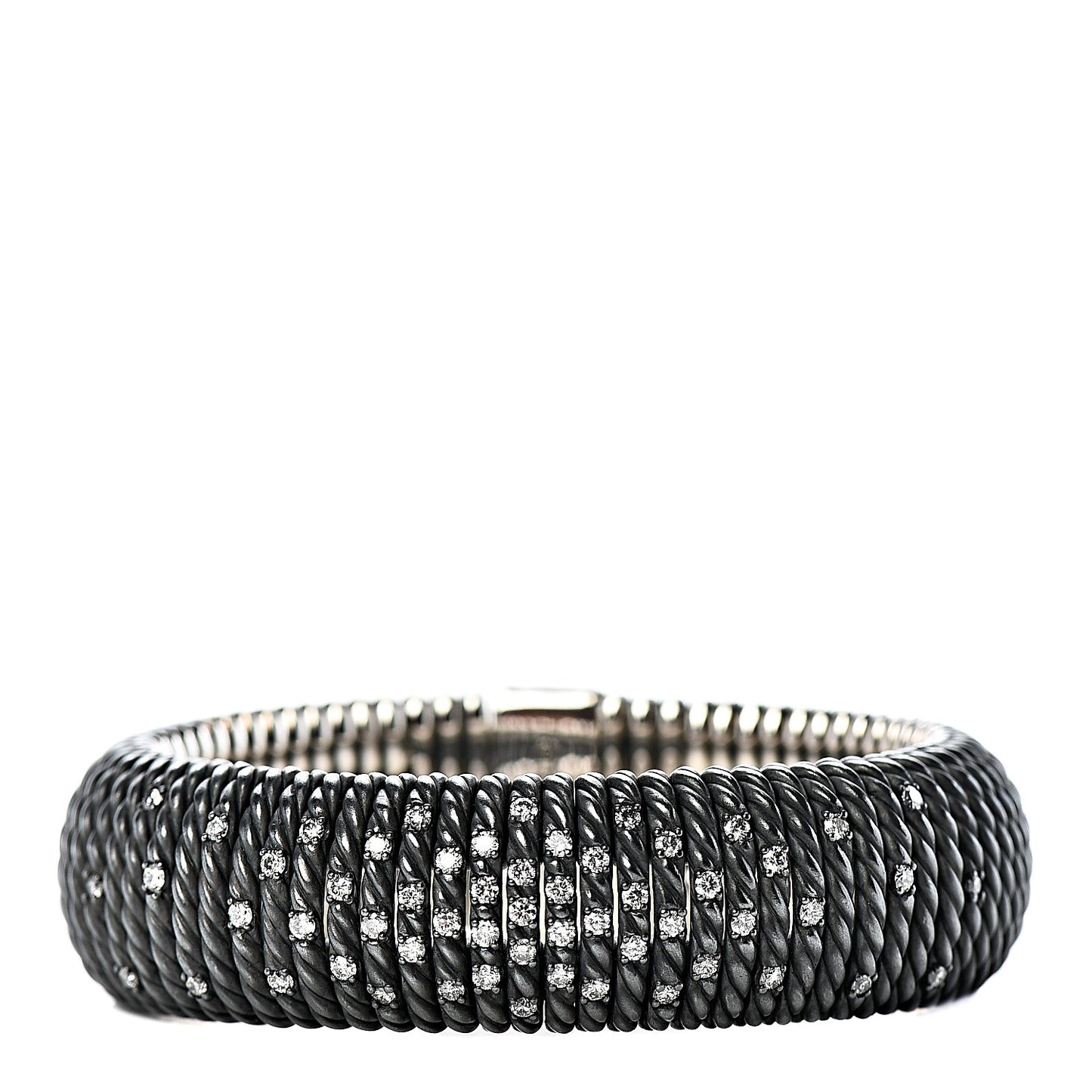 Darkened Sterling Silver Diamond 20mm Tempo Bracelet