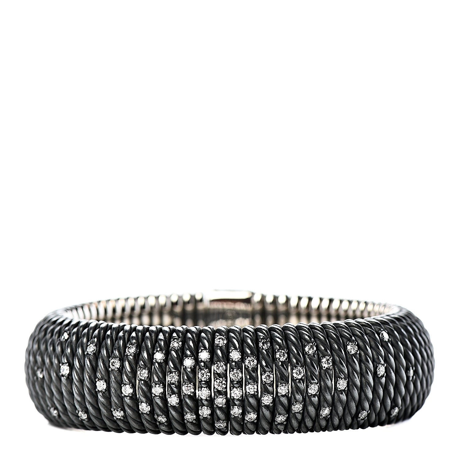David Yurman Darkened Sterling Silver Diamond 20mm Tempo Bracelet 1 of 4