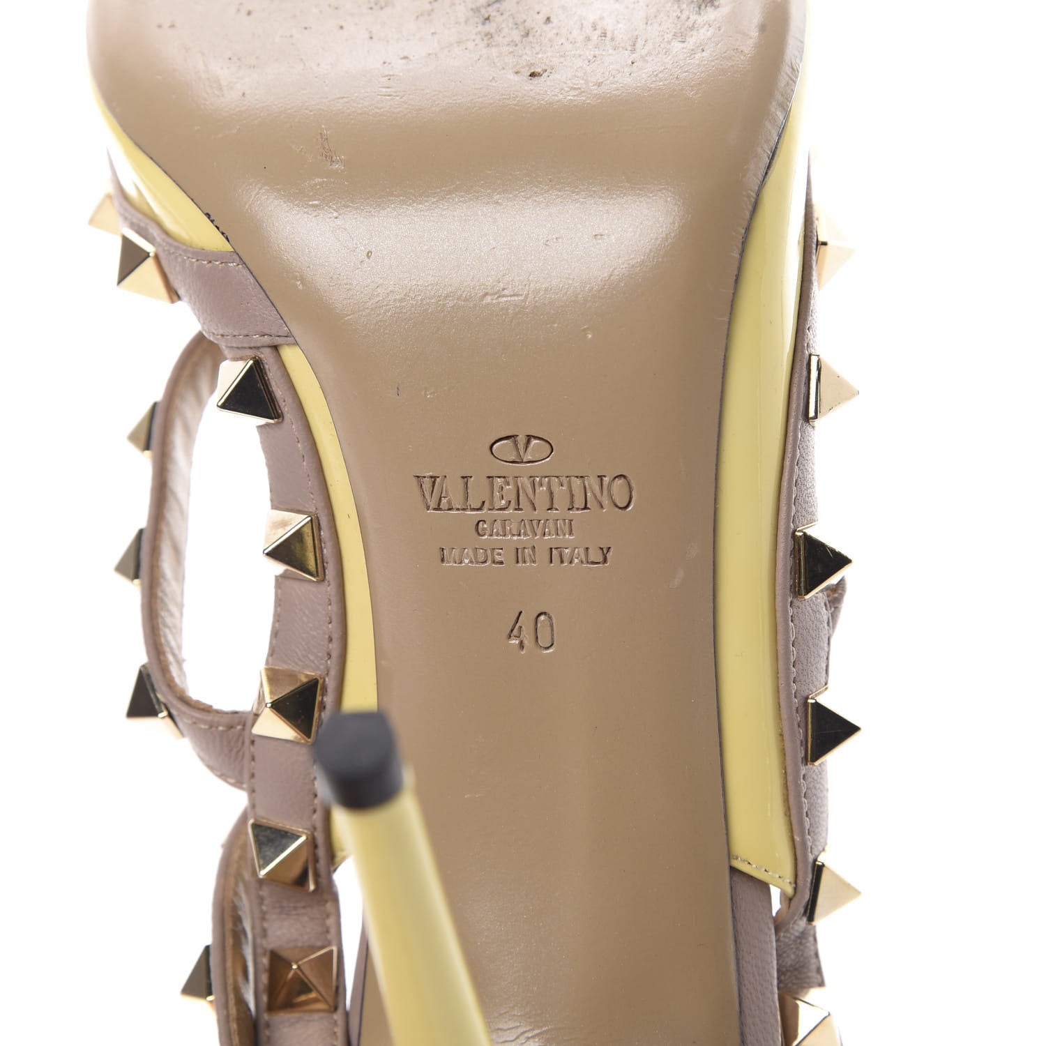 Valentino Garavani Patent Rockstud Ankle Strap 100mm Pumps 40 Water Yellow Poudre 7 of 15