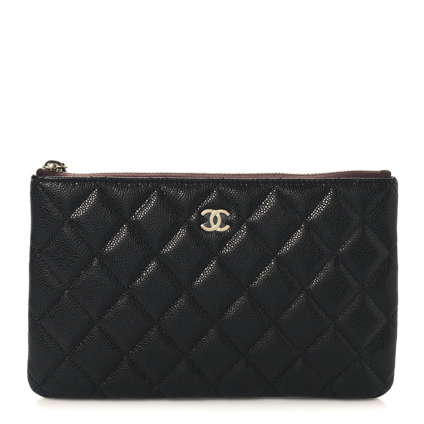 Caviar Quilted Small Zipped Pouch Black