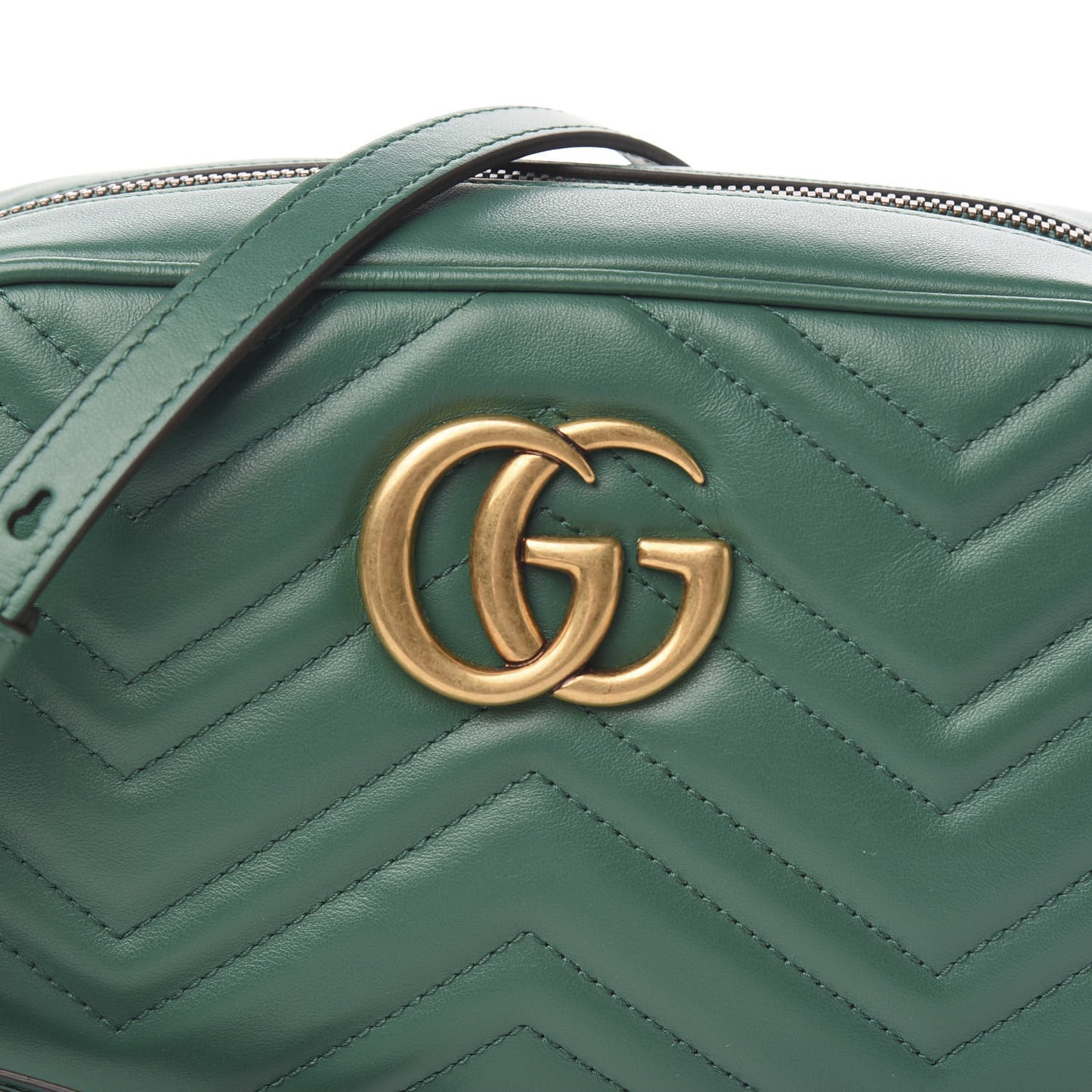 Calfskin Matelasse Small GG Marmont Chain Shoulder Bag Emerald Green