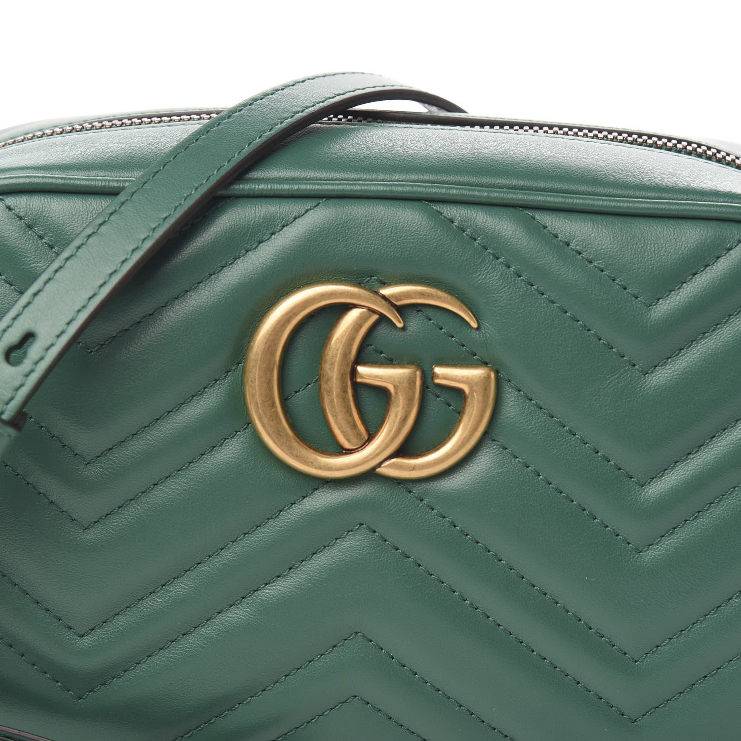 Gucci Calfskin Matelasse Small GG Marmont Chain Shoulder Bag Emerald Green 9 of 9