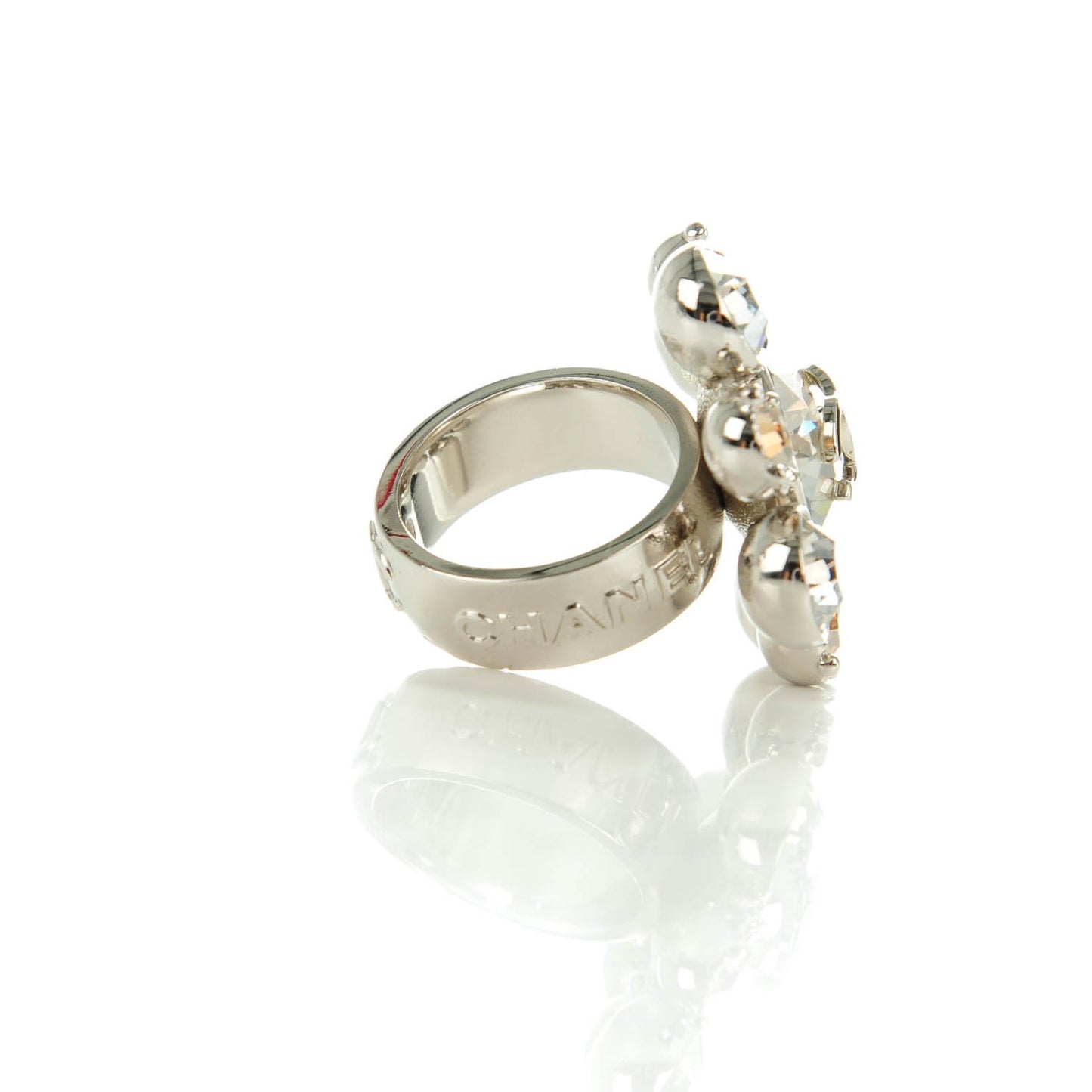 Crystal CC Ring 6.75 Silver