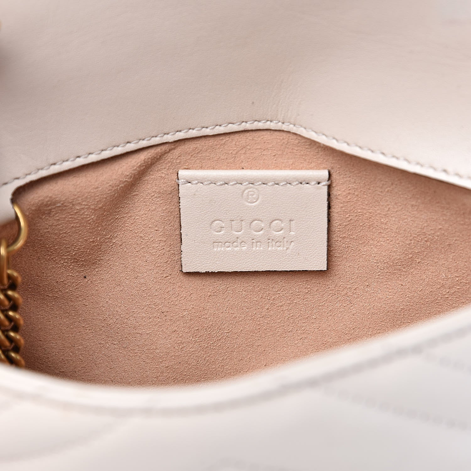 Gucci Calfskin Matelasse Super Mini GG Marmont Shoulder Bag White 6 of 13