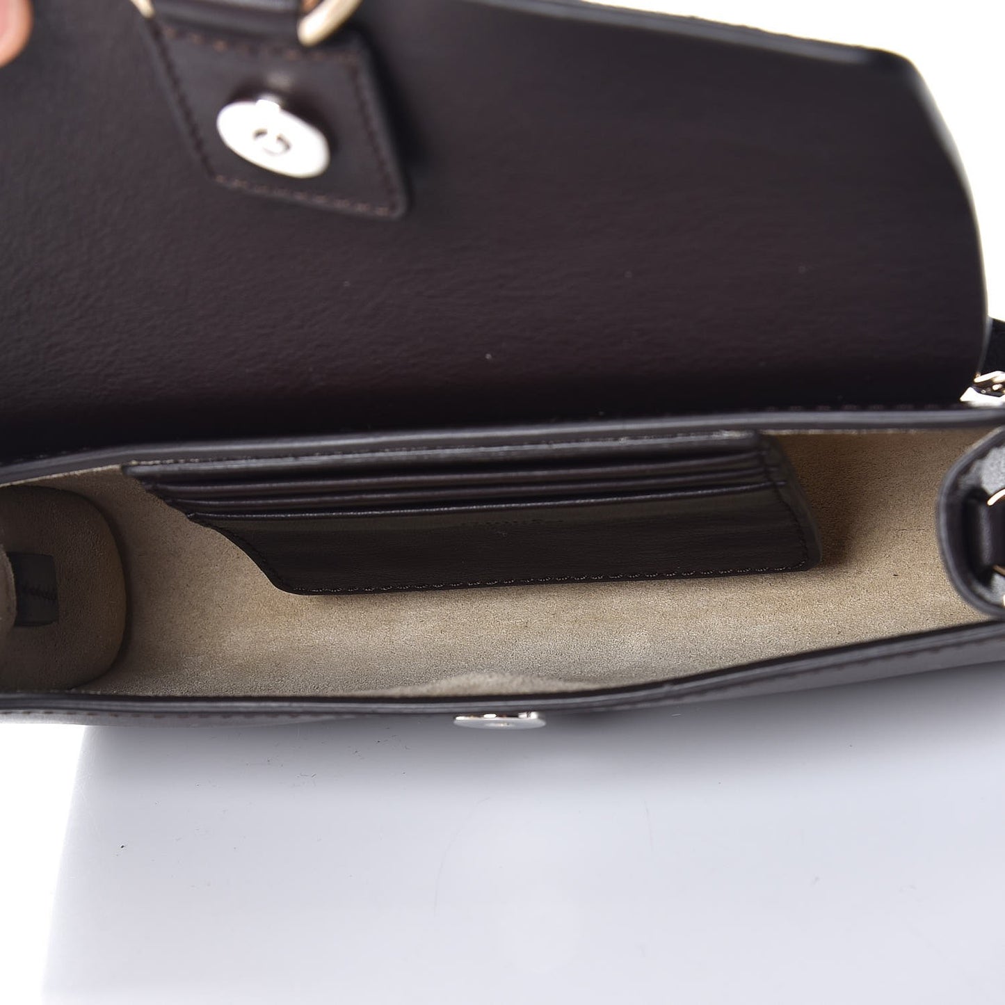 Suede Calfskin Mini Faye Shoulder Bag Carbon Brown