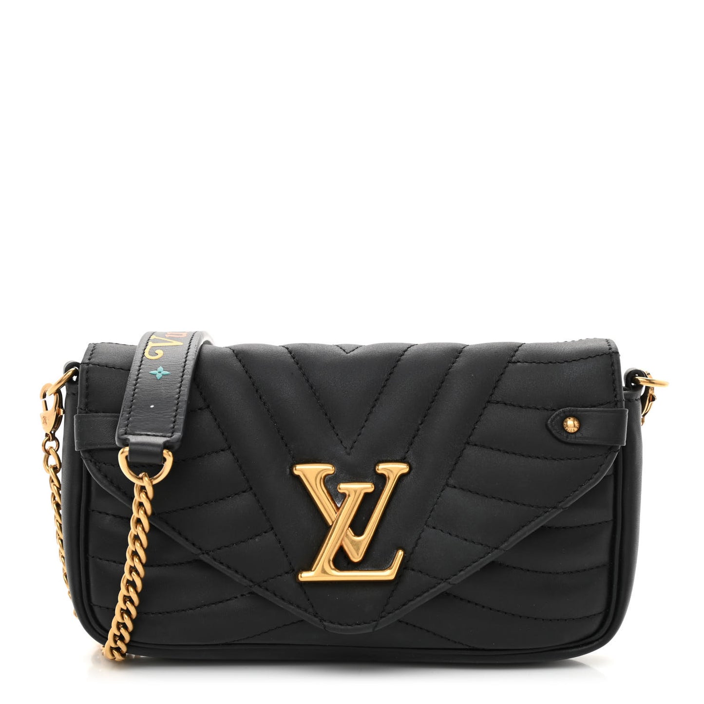 Calfskin New Wave Chain Pochette Black