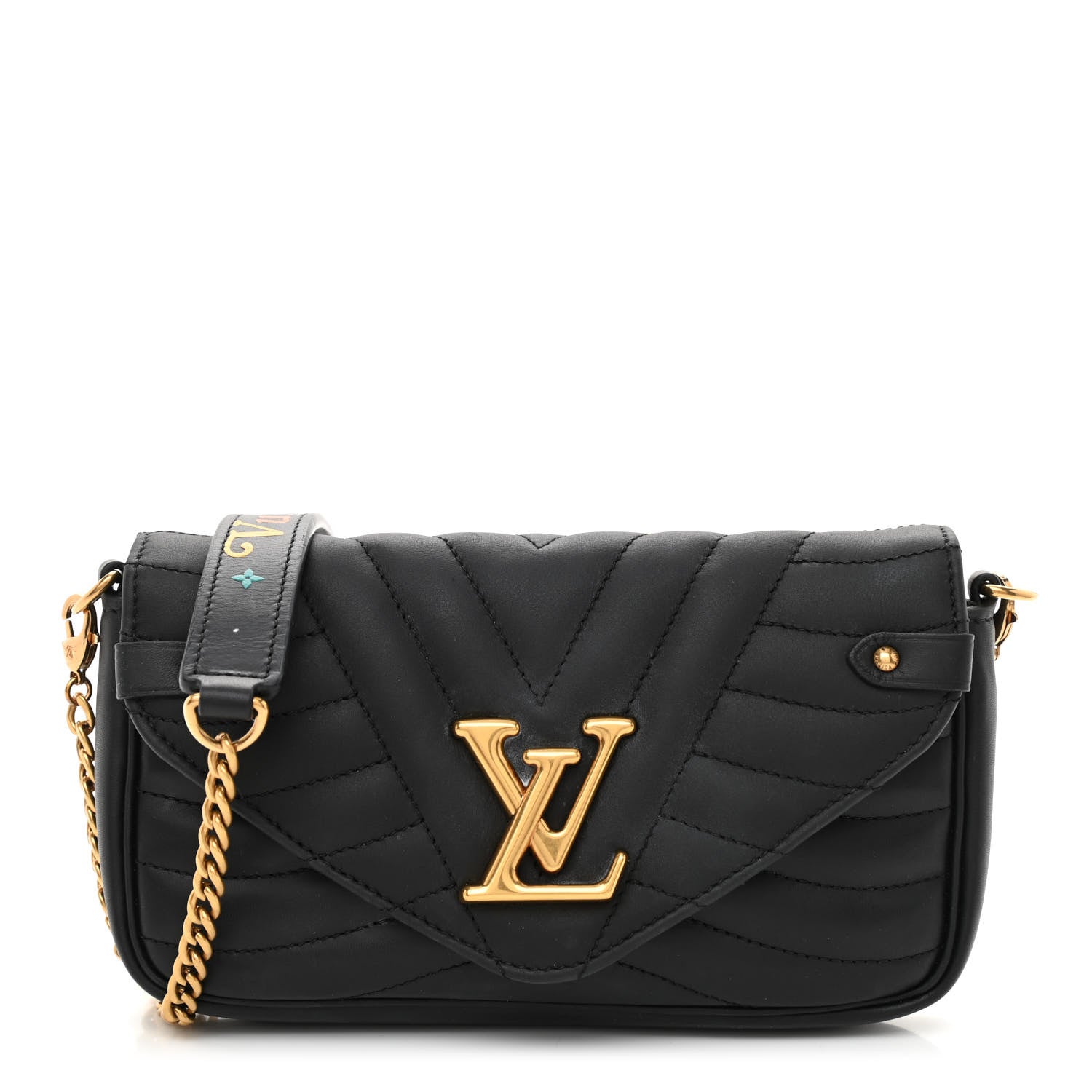 Louis Vuitton Calfskin New Wave Chain Pochette Black 1 of 8