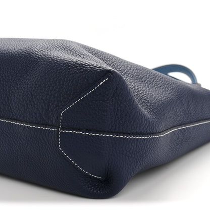 Hermes Taurillon Clemence Double Sens 45 Reversible Tote Bleu Izmir Bleu Saphir 17 of 21