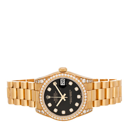Rolex 18K Yellow Gold Diamond 31mm Oyster Perpetual Datejust President Watch Black 178158 2 of 7