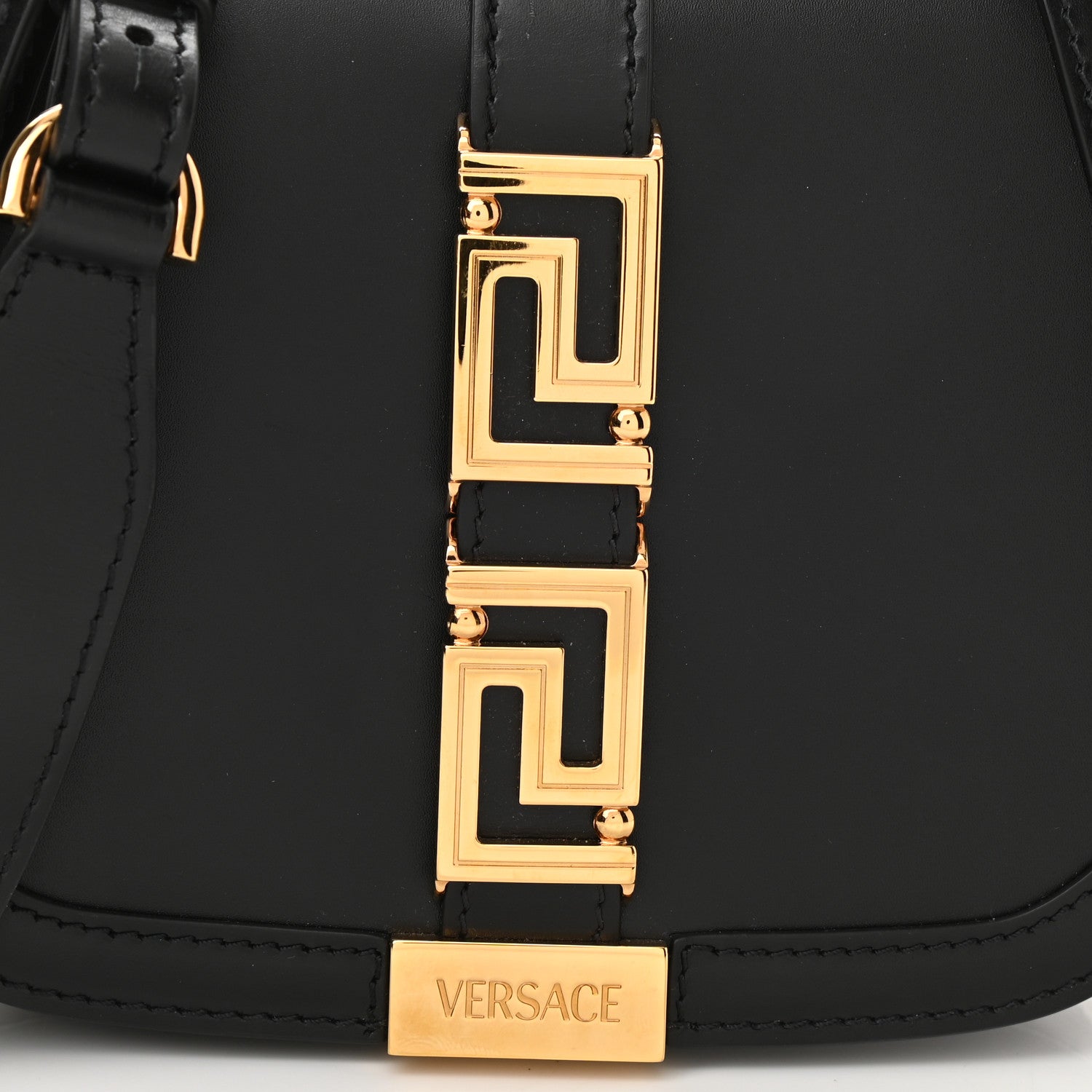 Versace Calfskin Small Greca Goddess Shoulder Bag Black 8 of 12