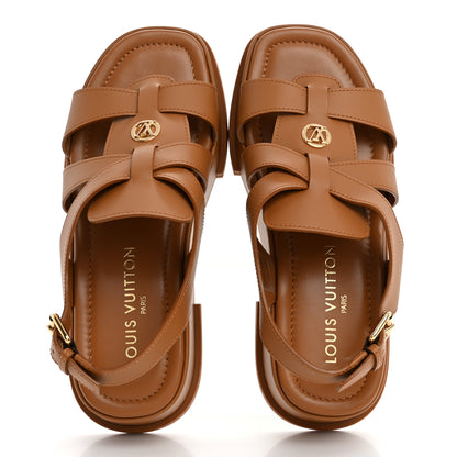 Louis Vuitton Calfskin Maya Flatform Sandals 38 Cognac 2 of 12
