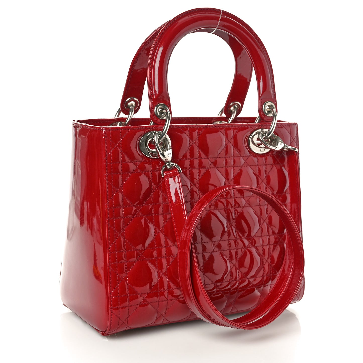 Patent Cannage Medium Lady Dior Burgundy Red