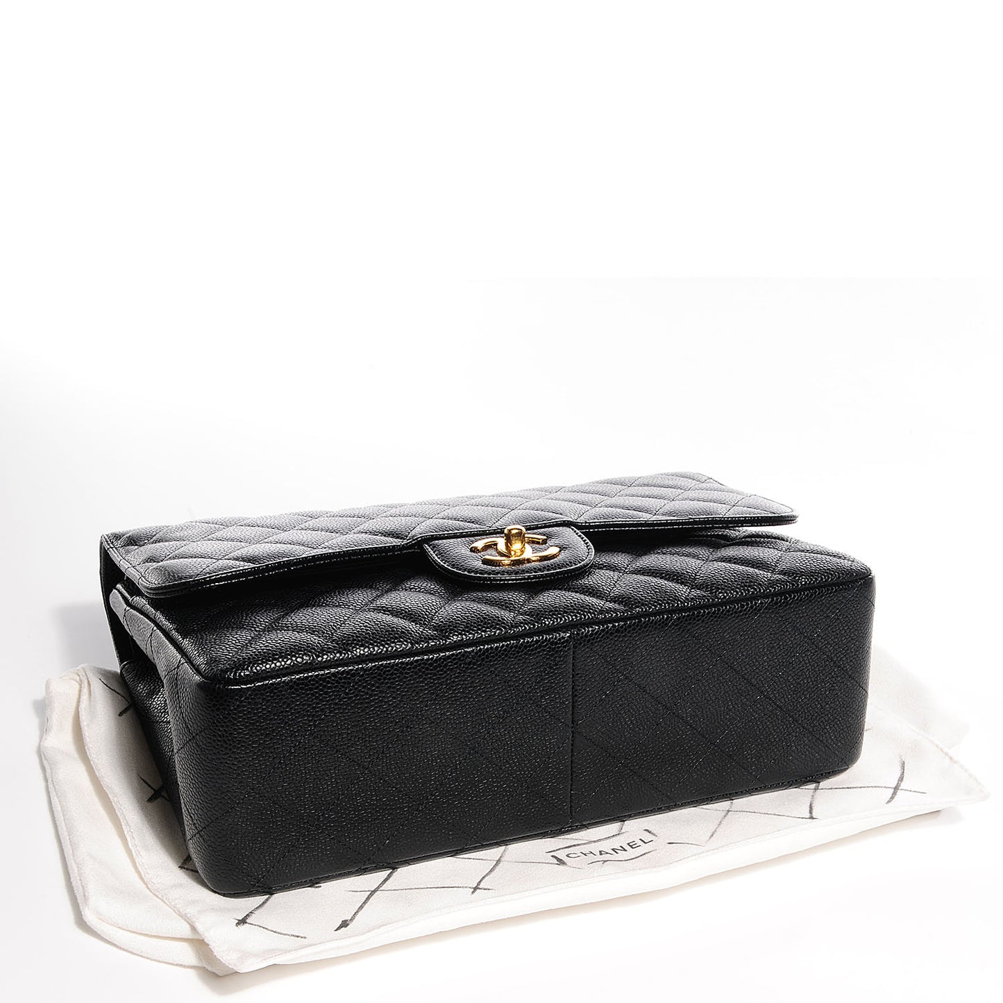 Caviar Quilted Jumbo Double Flap Black