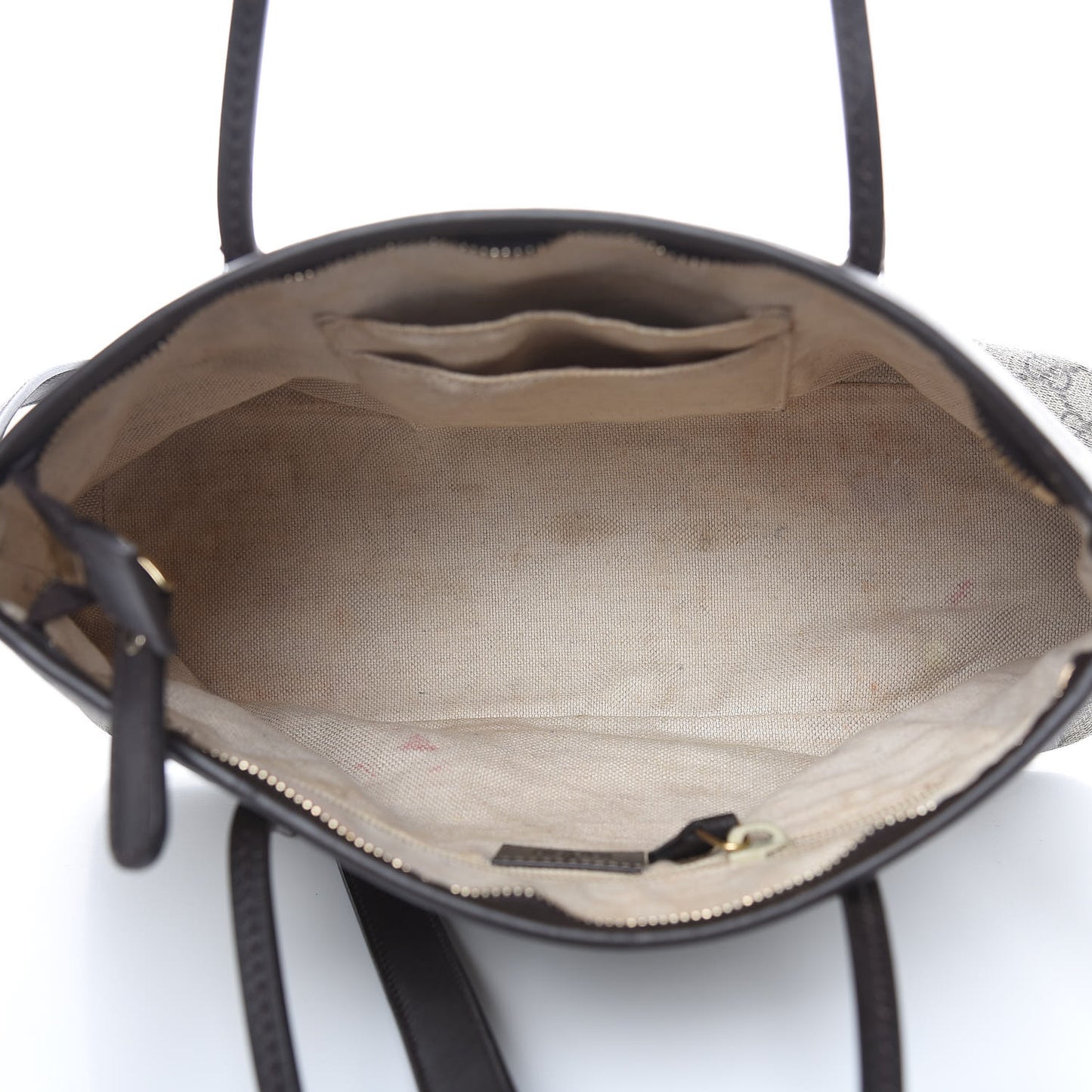 GG Supreme Monogram Small Zippered Tote Dark Brown