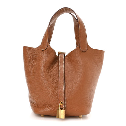 Hermes Taurillon Clemence Picotin Lock 18 PM Gold 1 of 13