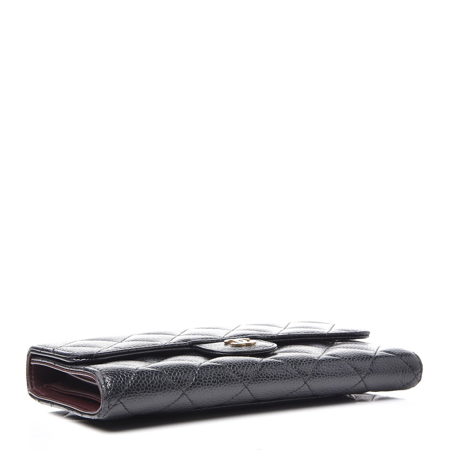 Caviar Quilted Large Flap Wallet Black