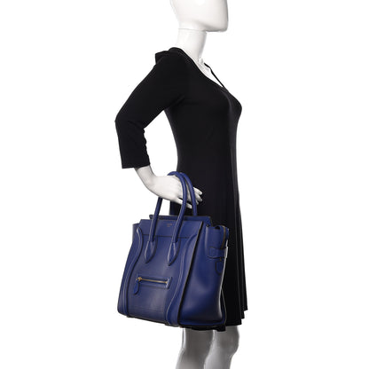 Celine Drummed Calfskin Mini Luggage Indigo 2 of 9