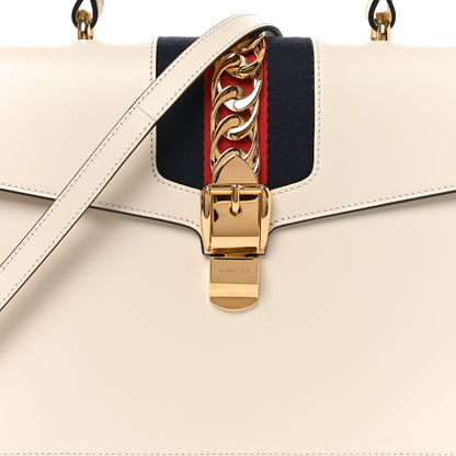 Gucci Calfskin Web Medium Sylvie Top Handle Bag White 8 of 10