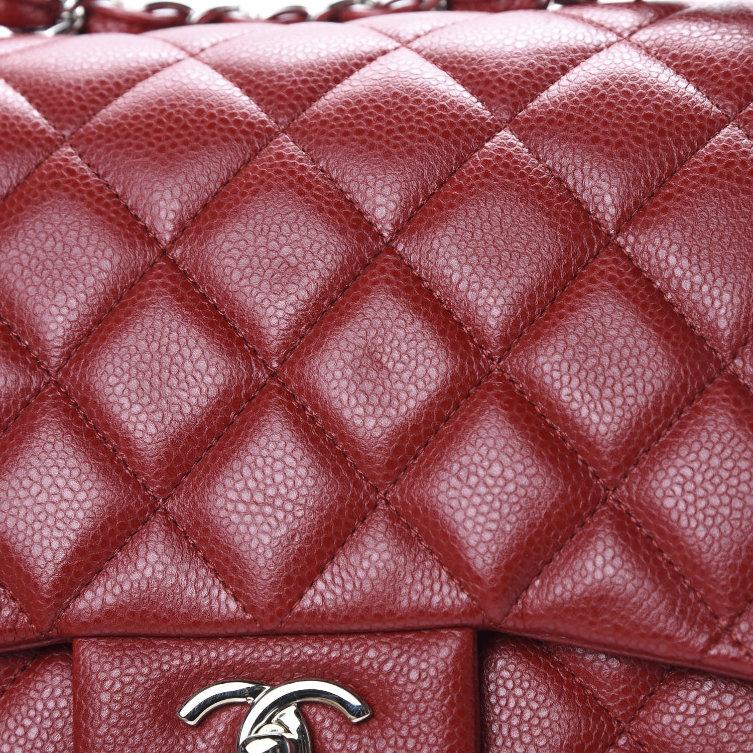 Chanel Caviar Quilted Jumbo Double Flap Red 10 of 13