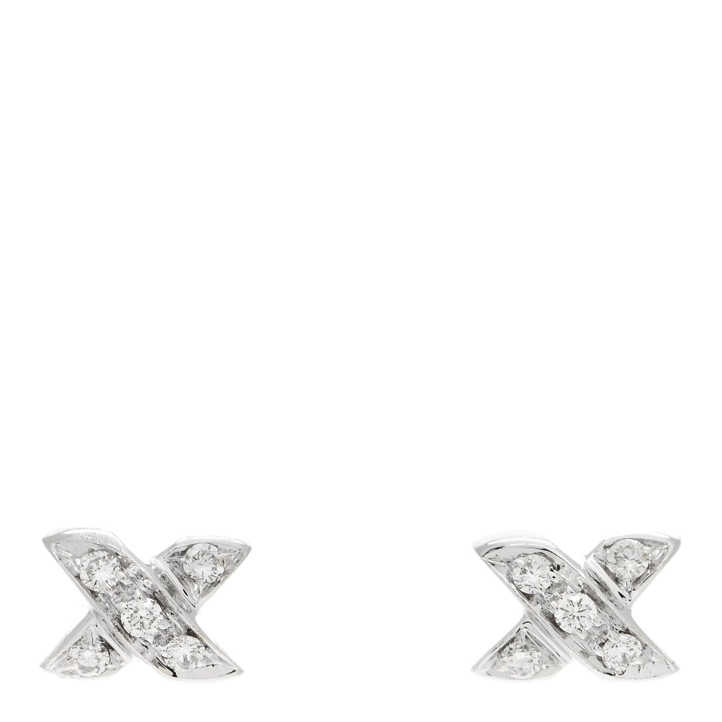 18K White Gold Diamond Cross Stitch X Stud Earrings
